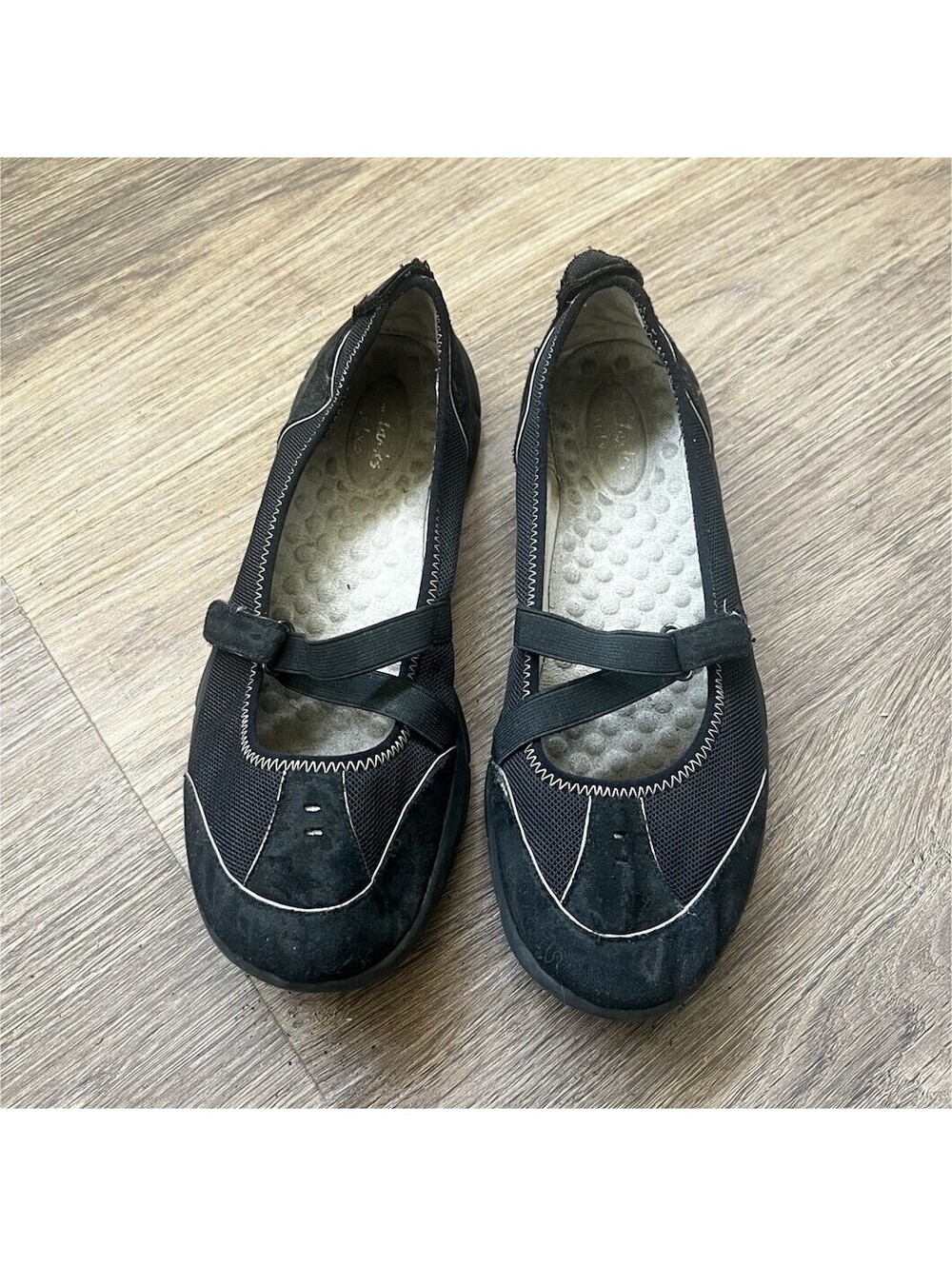 Privo by Clarks Womens Black Mary Jane Flats Comfort Walking Shoes Mesh Size 7